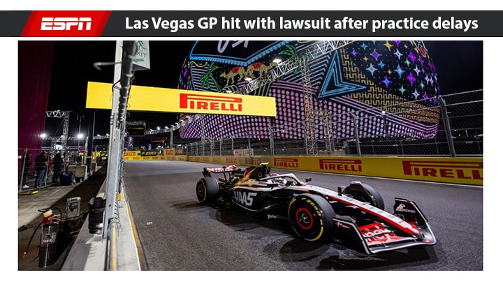 ESPN Article Covering F1 Las Vegas Grand Prix Class Action Lawsuit By Steve Dimopoulos Las Vegas Personal Injury Lawyer